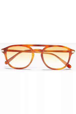 BRIONI Men Aviator Sunglasses - Aviator-style tortoiseshell acetate sunglasses - Brown