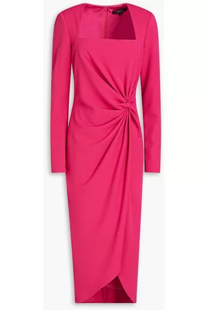 Badgley Mischka Women Party Dresses - Twist-front crepe midi dress - Pink