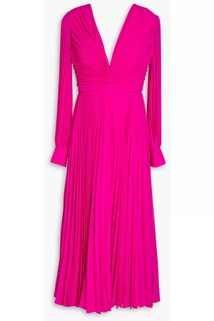 Badgley Mischka Women Party Dresses - Pleated ruched georgette midi dress - Pink