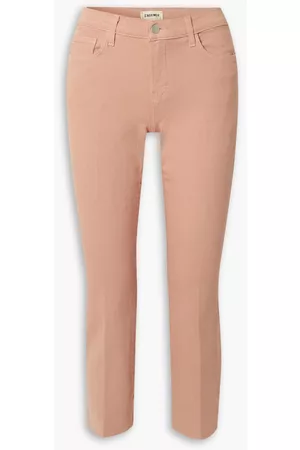 L'Agence Women Slim - Sada frayed cropped high-rise slim-leg jeans - Pink