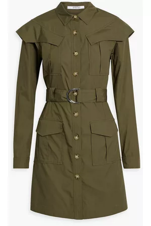 Derek Lam Women Casual Dresses - Belted cotton-poplin mini shirt dress - Green