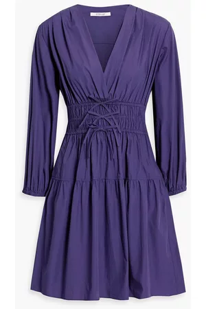 Derek Lam Women Dresses - Tiered bow-embellished cotton-poplin mini dress - Purple