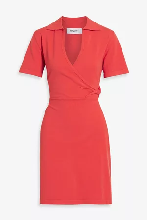 Derek Lam Women Casual Dresses - Raylen wrap-effect stretch-jersey mini dress - Orange