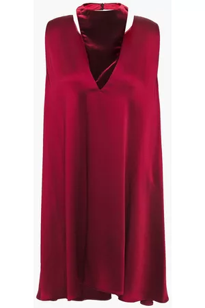 VALENTINO Women Dresses - Cutout velvet-paneled crepe de chine mini dress - Red