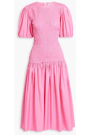 Derek Lam Women Midi Dresses - Shirred cotton-poplin midi dress