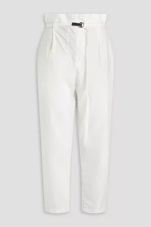 Brunello Cucinelli Women Pants - Cropped crinkled cotton-blend tapered pants