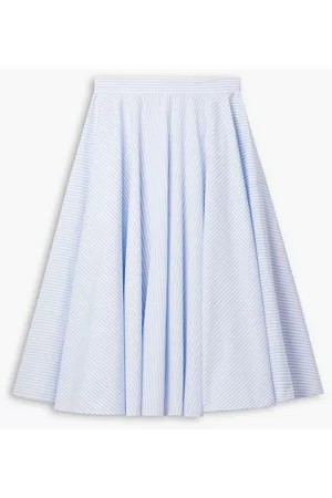 Michael Kors Women Midi Skirts - Striped cotton-poplin midi skirt - Blue