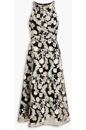 Badgley Mischka Women Party Dresses - Embellished embroidered tulle midi dress