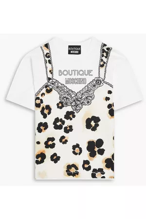 Moschino Women T-shirts - Printed cotton-jersey T-shirt - Neutral