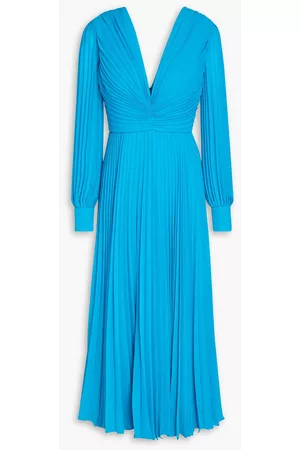 Badgley Mischka Women Party Dresses - Pleated ruched georgette midi dress - Blue