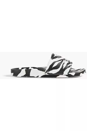 OFF-WHITE Women Flip Flops - Zebra-print faux leather slides