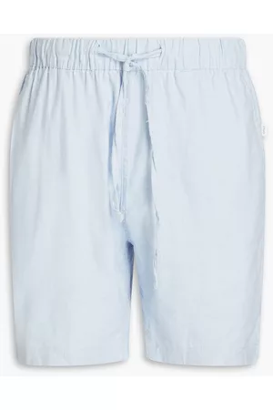 ONIA Men Shorts - Linen-blend drawstring shorts - Blue