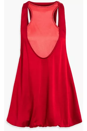 VALENTINO Women Strapless Tops - Garavani - Two-tone layered hammered-satin top - Red