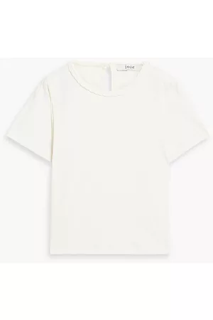 Joie Women T-shirts - Sola braid-trimmed cotton-jersey T-shirt - White