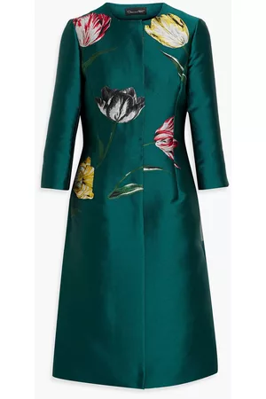 Oscar de la Renta Women Coats - Floral-jacquard coat - Green
