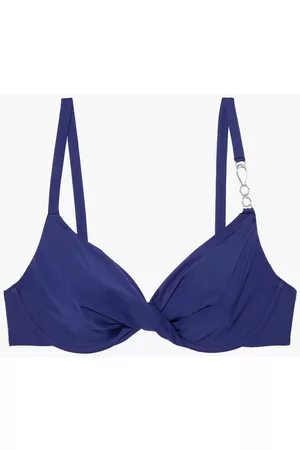 Simone Pérèle Women Bikini Tops - Gold twist-front embellished bikini top - Blue