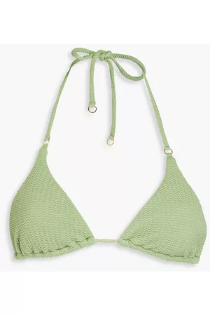 Seafolly Women Triangle Bikinis - Sea Dive stretch-seersucker triangle bikini top - Green