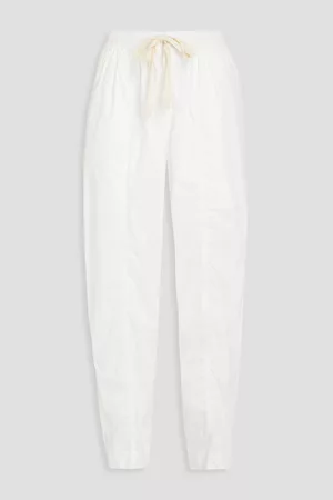 Seafolly Women Pants - Cropped gathered cotton-poplin tapered pants