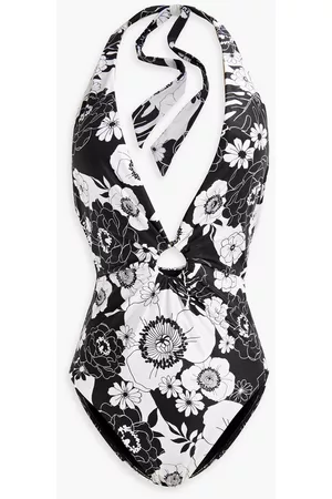 Seafolly Women Swimming Costumes - Plunge floral-print halterneck swimsuit