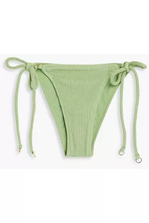 Seafolly Women Low Rise Briefs - Sea Dive stretch-seersucker low-rise bikini briefs - Green