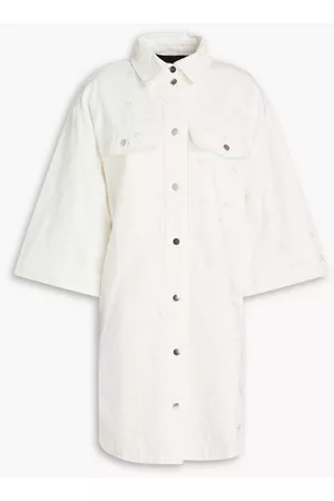Stella Nova Women Casual Dresses - Bella embroidered cotton mini shirt dress - White
