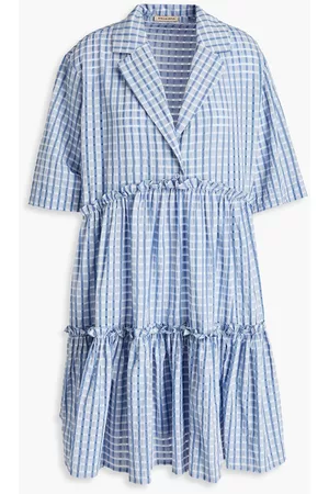 Stella Nova Women Dresses - Ingeborg tiered ruffle-trimmed seersucker mini dress - Blue