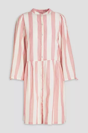 Stella Nova Women Casual Dresses - Lara gathered striped cotton mini shirt dress