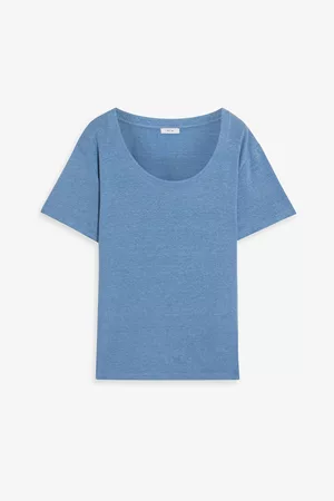 IRIS & INK Women T-shirts - Tessa slub linen-blend jersey T-shirt - Blue