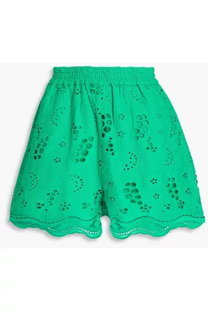 Stella Nova Women Shorts - Krista broderie anglaise cotton shorts - Green