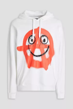 Moschino Men Hoodies - Printed French cotton-terry drawstring hoodie
