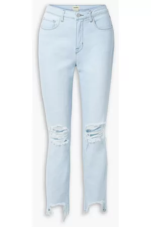 L'Agence Women Skinny Jeans - High Line distressed high-rise skinny jeans - Blue