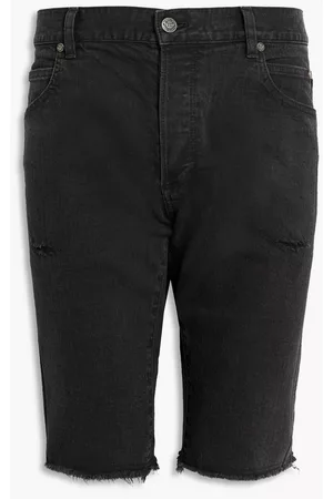Balmain Men Shorts - Slim-fit frayed denim shorts