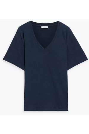 IRIS & INK Women T-shirts - Thea slub linen-blend jersey T-shirt - Blue