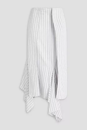 Maison Margiela Women Midi Skirts - Asymmetric striped woven midi skirt