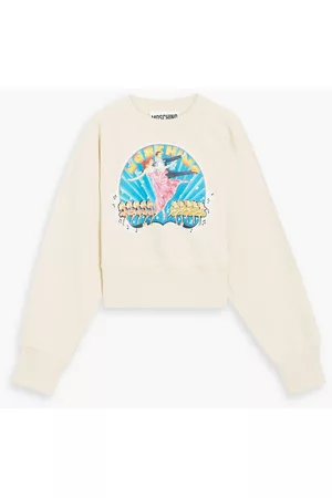 Moschino Women Sweatshirts - Printed French cotton-blend terry sweatshirt - Neutral