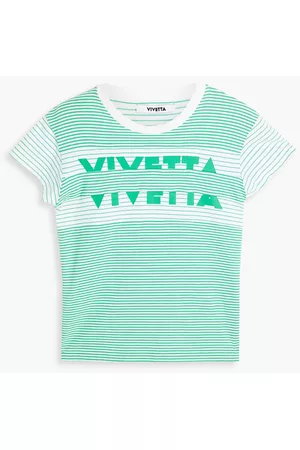 VIVETTA Women Long Sleeve Polo Shirts - Printed cotton-jersey T-shirt