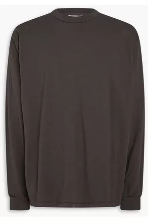 JOHN ELLIOTT Men Long Sleeve Polo Shirts - University cotton and cashmere-blend jersey T-shirt - Gray