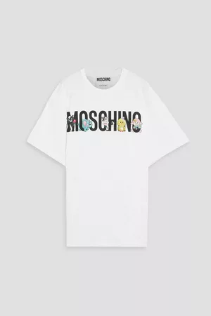 Moschino Women Long Sleeve Polo Shirts - Printed cotton-jersey T-shirt