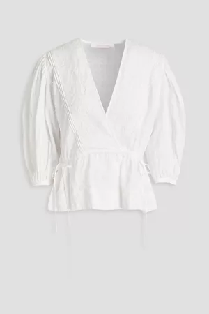 See by Chloé Women Blouses - Wrap-effect fil coupé cotton blouse