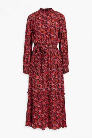 Derek Lam Women Printed Dresses - Rebecca shirred floral-print crepe de chine midi dress