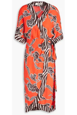 Diane von Furstenberg Women Printed Dresses - Echo floral-print crepe de chine midi wrap dress