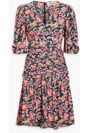 Diane von Furstenberg Women Printed Dresses - Nancy ruched floral-print crepe mini dress