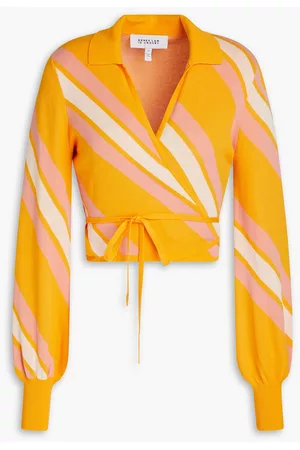 Derek Lam Women Tops - Leona cropped striped cotton-blend wrap top