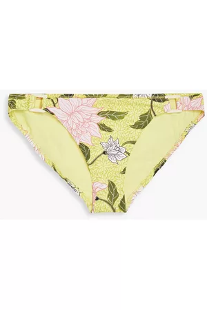 Seafolly Women Bikini Bottoms - Boheme embellished floral-print mid-rise bikini briefs - Yellow