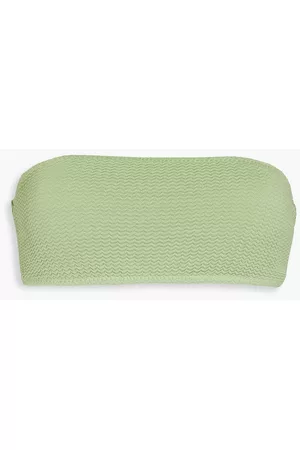 Seafolly Women Bandeau Bikinis - Sea Dive stretch-seersucker bandeau bikini top - Green
