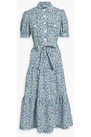 Derek Lam Women Printed Dresses - Tiered floral-print cotton-blend poplin midi shirt dress