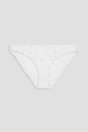 Seafolly Women Bikini Bottoms - Costa Bella broderie anglaise mid-rise bikini briefs
