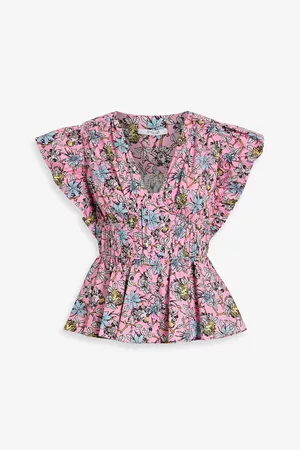 Derek Lam Women Tops - Roselyn ruffled floral-print cotton-blend poplin top