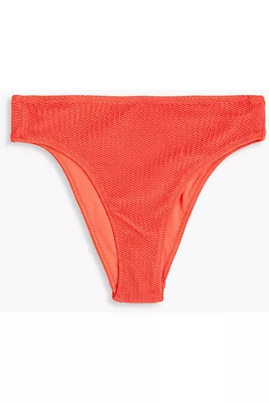 Seafolly Women High Waisted Bikinis - Sea Dive stretch-seersucker high-rise bikini briefs - Orange