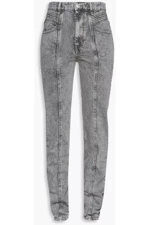 Isabel Marant Women Slim Jeans - Hominy pintucked acid-wash high-rise slim-leg jeans